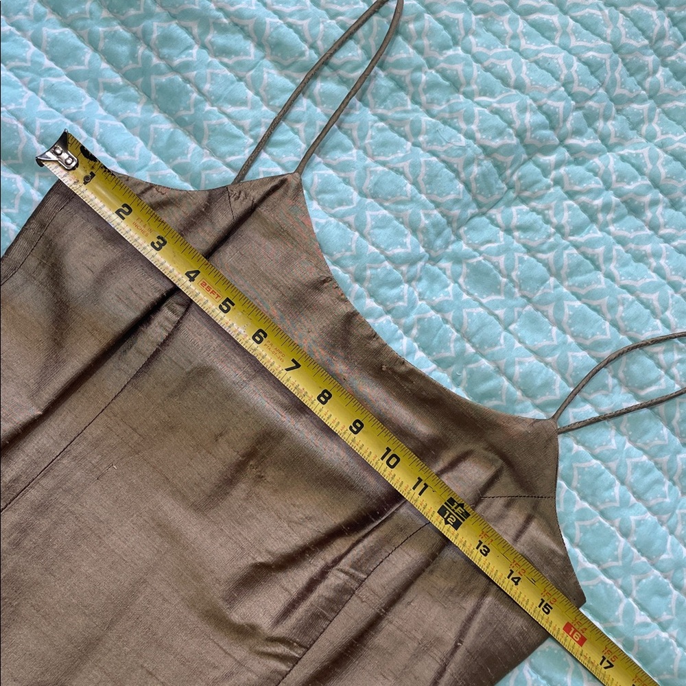 vintage metallic, gold bronze, slubbed, silk sheath dress - Picture 5 of 8
